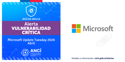 Imagen de la noticia: Microsoft Update Tuesday 2026 Abril - Vulnerabilidad Crítica (CSIRT Chile Alertas API)
