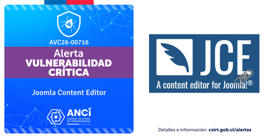 Imagen de la noticia: Joomla Content Editor - Vulnerabilidad Crítica (CSIRT Chile Alertas API)