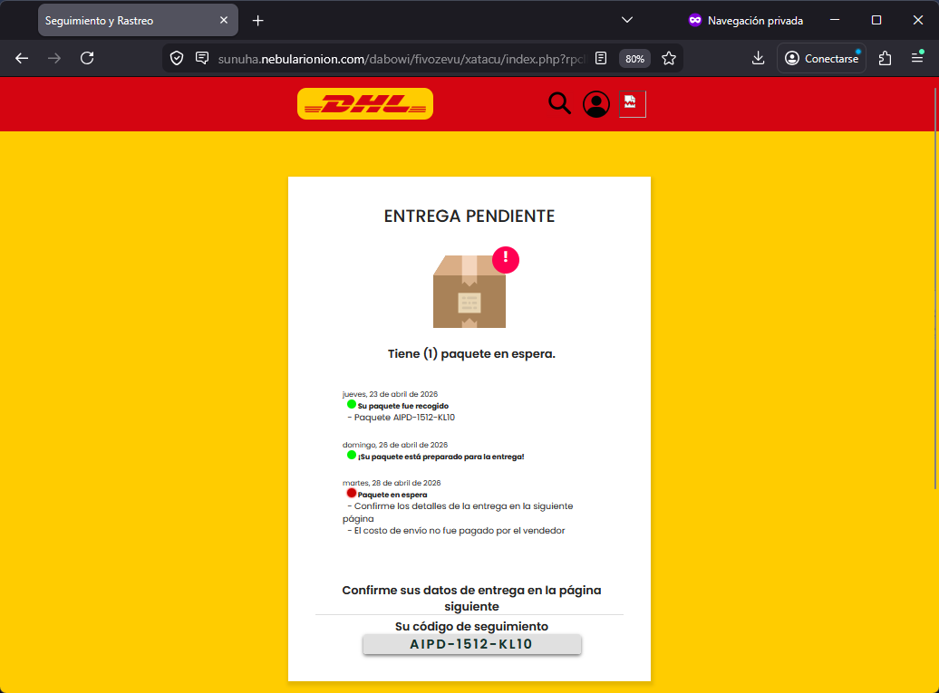 Imagen de la noticia: DHL - Campaña Fraudulenta (CSIRT Chile Alertas API)