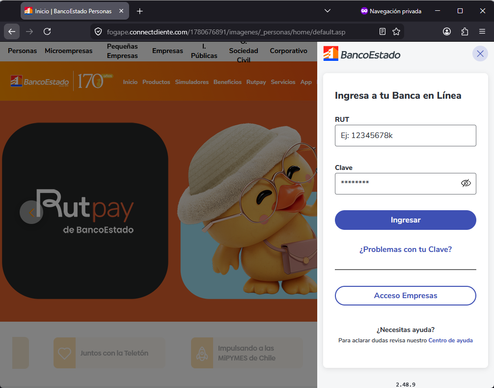 Imagen de la noticia: BancoEstado - Campaña Fraudulenta (CSIRT Chile Alertas API)