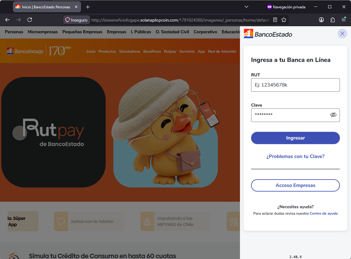 Imagen de la noticia: BancoEstado - Campaña Fraudulenta (CSIRT Chile Alertas API)