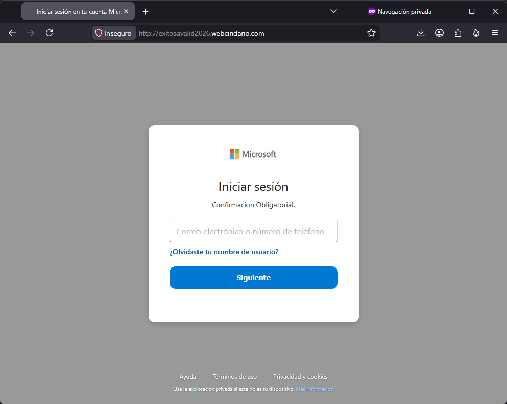 Imagen de la noticia: Microsoft - Campaña Fraudulenta (CSIRT Chile Alertas API)