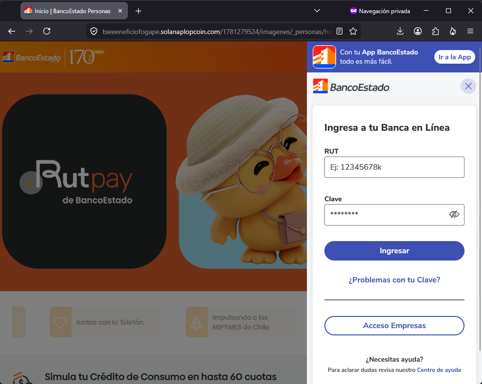 Imagen de la noticia: BancoEstado - Campaña Fraudulenta (CSIRT Chile Alertas API)