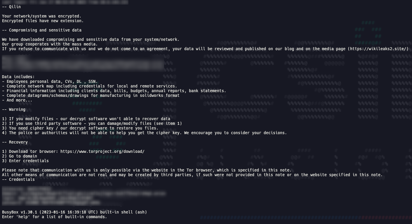 Imagen de la noticia: Qilin Ransomware: incidente en curso (CSIRT Chile Alertas API)